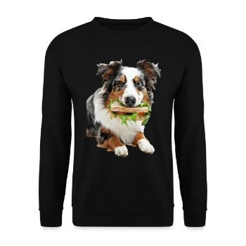 Australischer Schäferhund - Unisex Pullover - Schwarz - Vorne - Alina (178cm) & Michal (187cm)