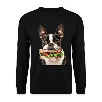 Boston Terrier - Unisex Pullover - Schwarz - Vorne - Alina (178cm) & Michal (187cm)