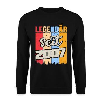 Anniversaire homme femme. Année de naissance Millésime 2007 - Sweat-shirt Unisexe - noir - Devant - Alina (178cm) & Michal (187cm)