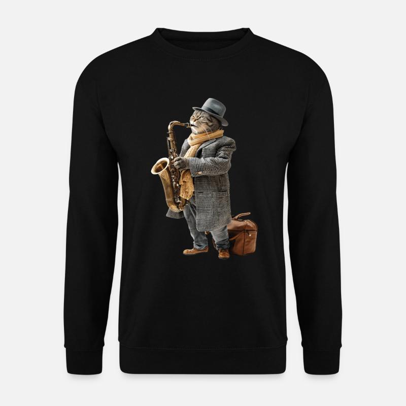 Saxophone chat - Sweat-shirt Unisexe - noir