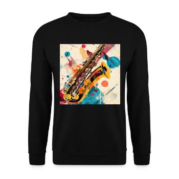 Saxophon - Unisex Pullover - Schwarz - Vorne - Alina (178cm) & Michal (187cm)