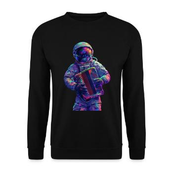 Astronaut Akkordeon - Unisex Pullover - Schwarz - Vorne - Alina (178cm) & Michal (187cm)