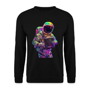 Astronaut Akkordeon - Unisex Pullover - Schwarz - Vorne - Alina (178cm) & Michal (187cm)