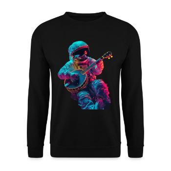Astronaut Banjo - Unisex Sweatshirt - black - Front - Alina (178cm) & Michal (187cm)