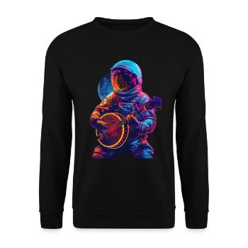 Astronaut Banjo - Unisex Sweatshirt - black - Front - Alina (178cm) & Michal (187cm)