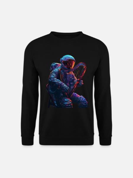 Astronaut Harfe - Unisex Pullover - Schwarz