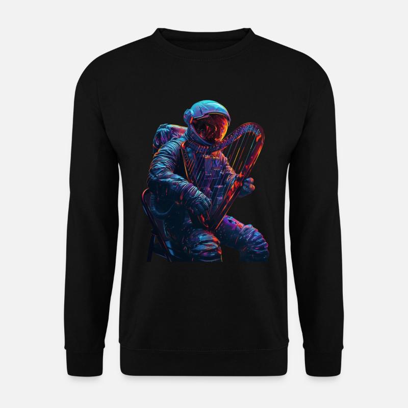 Astronaut Harfe - Unisex Pullover - Schwarz