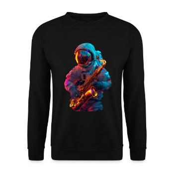 Saxophone astronaute - Sweat-shirt Unisexe - noir - Devant - Alina (178cm) & Michal (187cm)