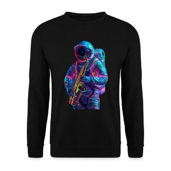 Saxophone astronaute - Sweat-shirt Unisexe - noir - Devant - Alina (178cm) & Michal (187cm)