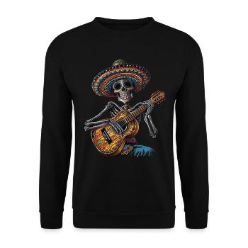 Ukulélé Mexicain Squelette - Sweat-shirt Unisexe - noir - Devant - Alina (178cm) & Michal (187cm)