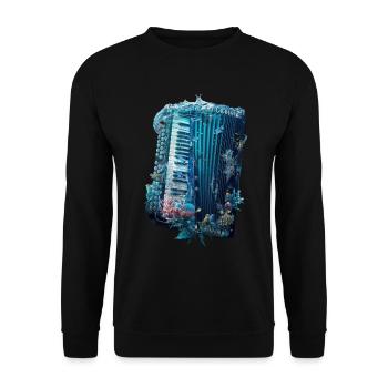 Fisch Akkordeon - Unisex Pullover - Schwarz - Vorne - Alina (178cm) & Michal (187cm)