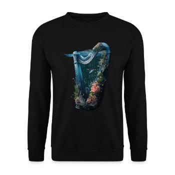 Fisch Harfe - Unisex Pullover - Schwarz - Vorne - Alina (178cm) & Michal (187cm)