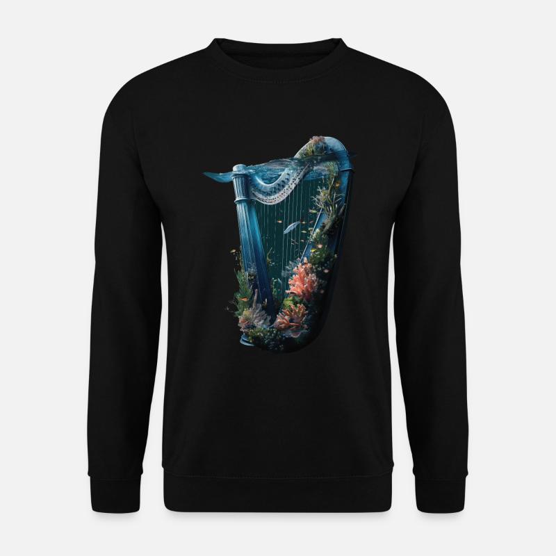 Fisch Harfe - Unisex Pullover - Schwarz