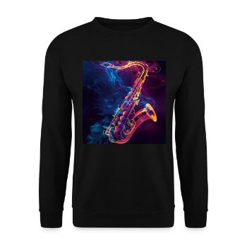 Saxophon - Unisex Pullover - Schwarz - Vorne - Alina (178cm) & Michal (187cm)