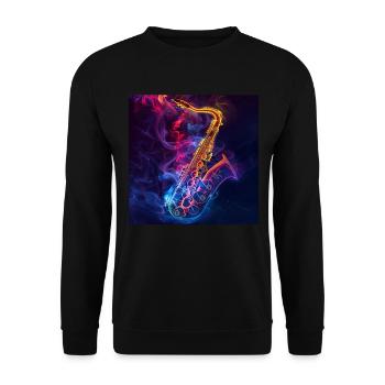 Saxophon - Unisex Pullover - Schwarz - Vorne - Alina (178cm) & Michal (187cm)