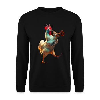 Rooster Trumpet - Unisex Sweatshirt - black - Front - Alina (178cm) & Michal (187cm)