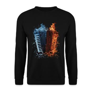 Akkordeon - Unisex Pullover - Schwarz - Vorne - Alina (178cm) & Michal (187cm)