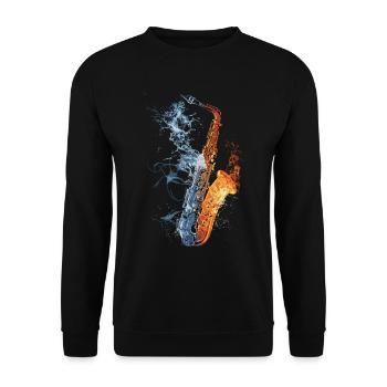 Saxophon - Unisex Pullover - Schwarz - Vorne - Alina (178cm) & Michal (187cm)