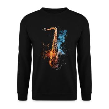 Saxophon - Unisex Pullover - Schwarz - Vorne - Alina (178cm) & Michal (187cm)