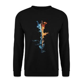 Querflöte - Unisex Pullover - Schwarz - Vorne - Alina (178cm) & Michal (187cm)