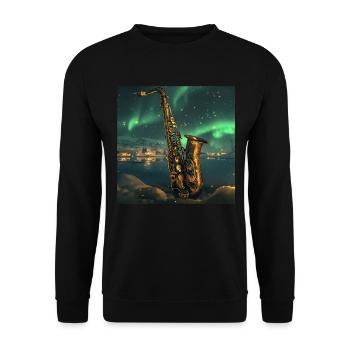 Saxophon - Unisex Pullover - Schwarz - Vorne - Alina (178cm) & Michal (187cm)