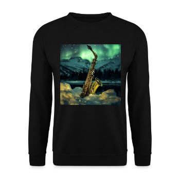 Saxophon - Unisex Pullover - Schwarz - Vorne - Alina (178cm) & Michal (187cm)