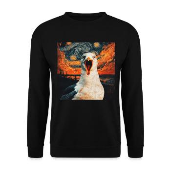 Möwe - Unisex Pullover - Schwarz - Vorne - Alina (178cm) & Michal (187cm)