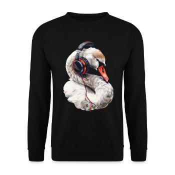 Schwan - Unisex Pullover - Schwarz - Vorne - Alina (178cm) & Michal (187cm)
