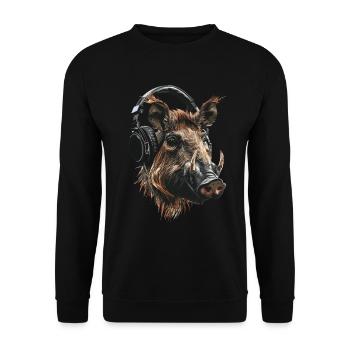 Warzenschwein - Unisex Pullover - Schwarz - Vorne - Alina (178cm) & Michal (187cm)