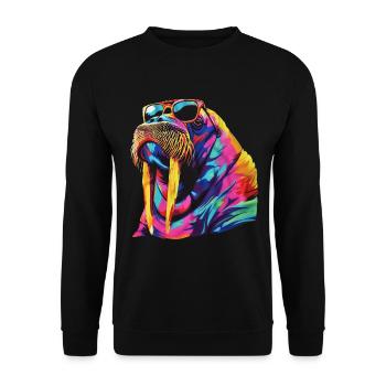 Walross - Unisex Pullover - Schwarz - Vorne - Alina (178cm) & Michal (187cm)