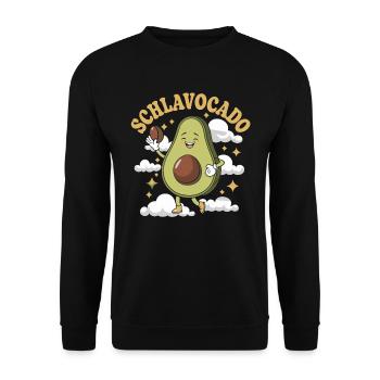 Schlavocado Avocado Offizielles Schlafshirt Schlaf - Unisex Pullover - Schwarz - Vorne - Alina (178cm) & Michal (187cm)