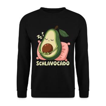Schlavocado Avocado Offizielles Schlafshirt Schlaf - Unisex Pullover - Schwarz - Vorne - Alina (178cm) & Michal (187cm)
