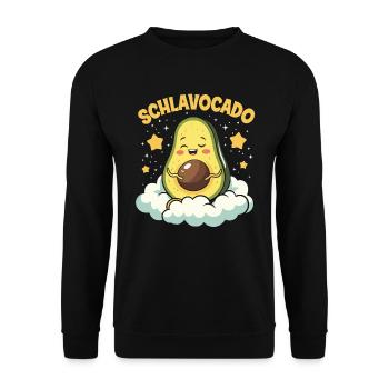 Schlavocado Avocado Offizielles Schlafshirt Schlaf - Unisex Pullover - Schwarz - Vorne - Alina (178cm) & Michal (187cm)