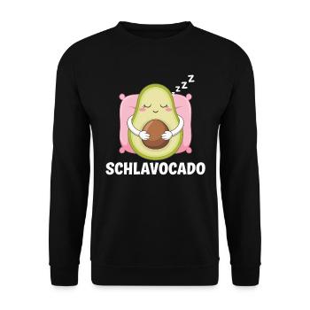 Schlavocado Avocado Offizielles Schlafshirt Schlaf - Unisex Pullover - Schwarz - Vorne - Alina (178cm) & Michal (187cm)