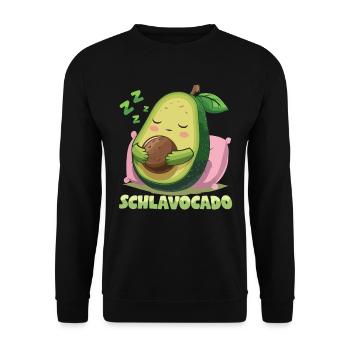 Schlavocado Avocado Offizielles Schlafshirt Schlaf - Unisex Pullover - Schwarz - Vorne - Alina (178cm) & Michal (187cm)