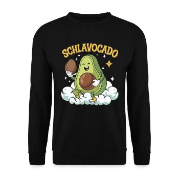 Schlavocado Avocado Offizielles Schlafshirt Schlaf - Unisex Pullover - Schwarz - Vorne - Alina (178cm) & Michal (187cm)