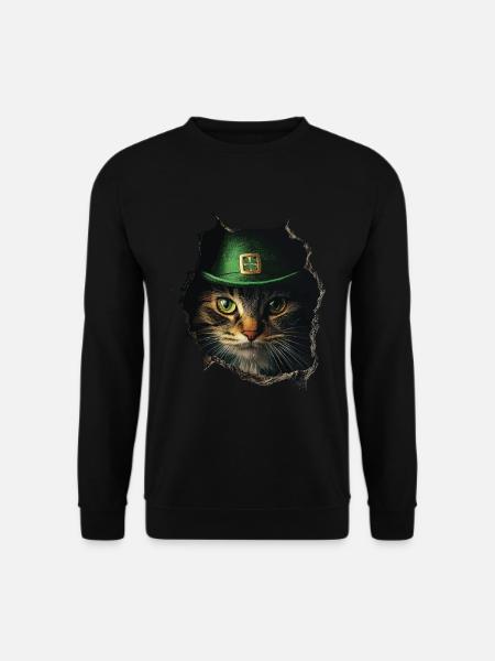 St. Patrick Katze - Unisex Pullover - Schwarz