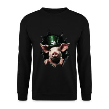 St. Patrick's Day Schwein - Unisex Pullover - Schwarz - Vorne - Alina (178cm) & Michal (187cm)