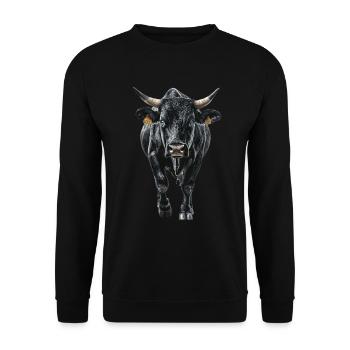 Kuh - Unisex Pullover - Schwarz - Vorne - Alina (178cm) & Michal (187cm)