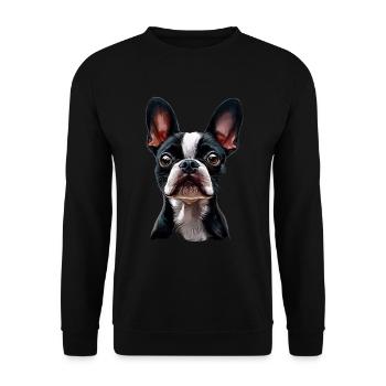 Boston Terrier - Unisex Pullover - Schwarz - Vorne - Alina (178cm) & Michal (187cm)