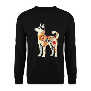 Sibirischer Husky - Unisex Pullover - Schwarz - Vorne - Alina (178cm) & Michal (187cm)