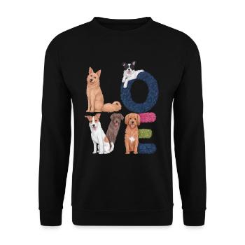 Liebe Hunde - Unisex Pullover - Schwarz - Vorne - Alina (178cm) & Michal (187cm)