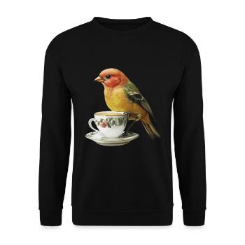Finch Bird Kaffee - Unisex Pullover - Schwarz - Vorne - Alina (178cm) & Michal (187cm)