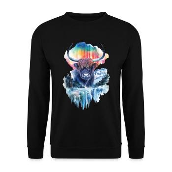 Hochlandrind - Unisex Pullover - Schwarz - Vorne - Alina (178cm) & Michal (187cm)
