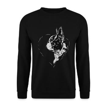 Boston Terrier - Unisex Pullover - Schwarz - Vorne - Alina (178cm) & Michal (187cm)