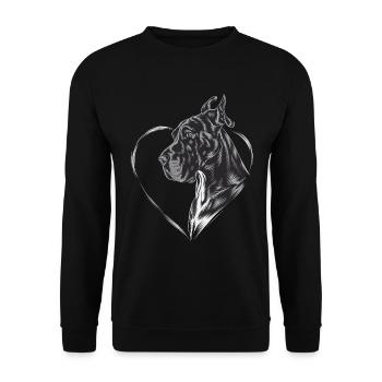Deutsche Dogge - Unisex Pullover - Schwarz - Vorne - Alina (178cm) & Michal (187cm)