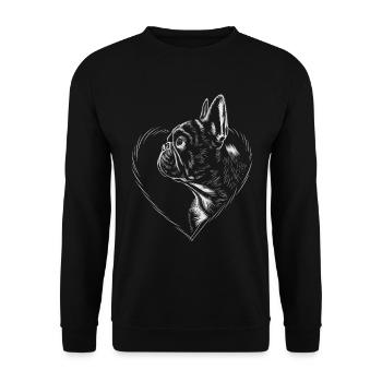 Französische Bulldogge - Unisex Pullover - Schwarz - Vorne - Alina (178cm) & Michal (187cm)