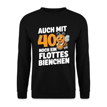 40. Geburtstag 40 Jahre Flottes Bienchen Frau - Unisex Pullover - Schwarz - Vorne - Alina (178cm) & Michal (187cm)