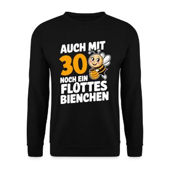 30. Geburtstag 30 Jahre Flottes Bienchen Frau - Unisex Pullover - Schwarz - Vorne - Alina (178cm) & Michal (187cm)