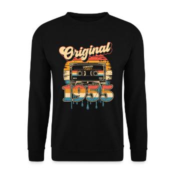 70e anniversaire 70 ans Né 1955 Homme Femme - Sweat-shirt Unisexe - noir - Devant - Alina (178cm) & Michal (187cm)